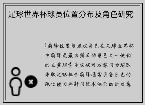 足球世界杯球员位置分布及角色研究