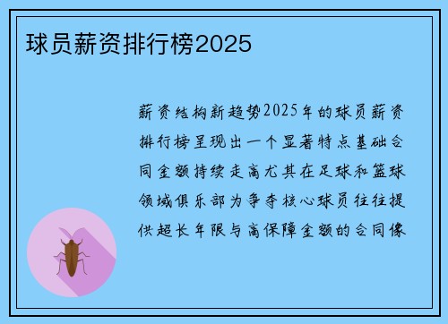 球员薪资排行榜2025